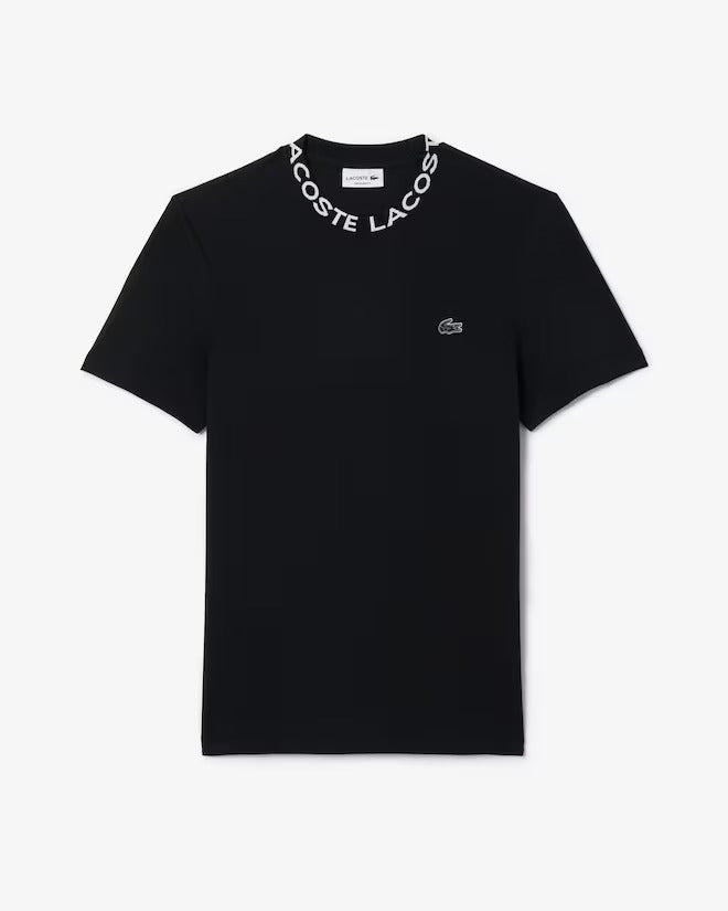 Camiseta Lacoste de Piquê Leve com Gola Jacquard