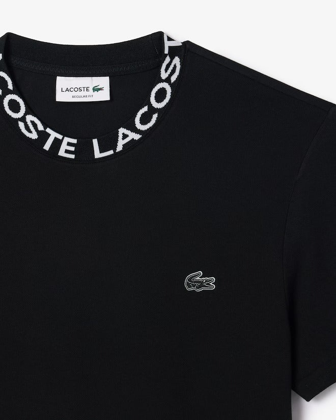 Camiseta Lacoste de Piquê Leve com Gola Jacquard