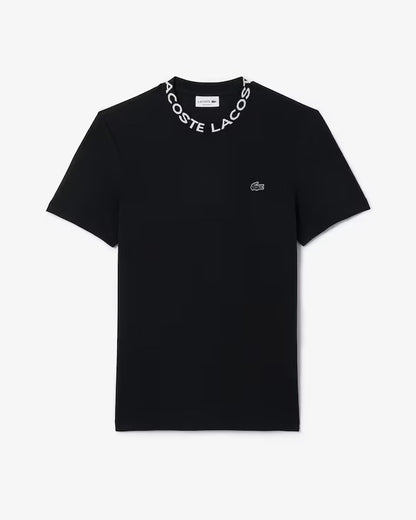 Camiseta Lacoste de Piquê Leve com Gola Jacquard