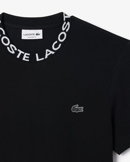 Camiseta Lacoste de Piquê Leve com Gola Jacquard